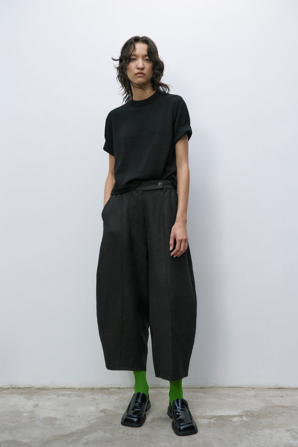 Cordera - Linen Curved Pants - Black