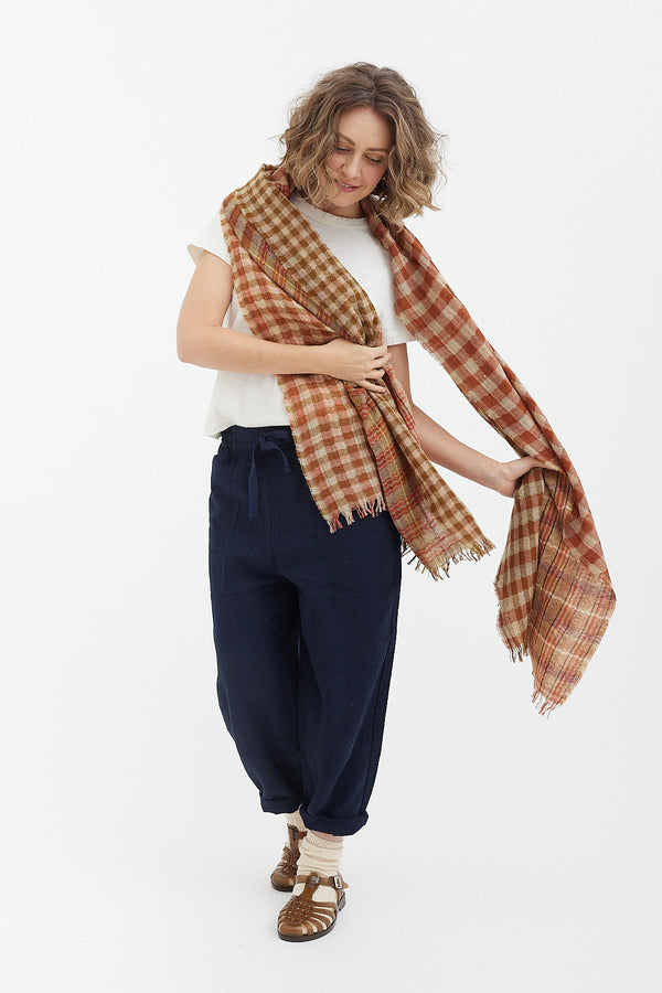 Toast - Patchwork Check Wool Scarf