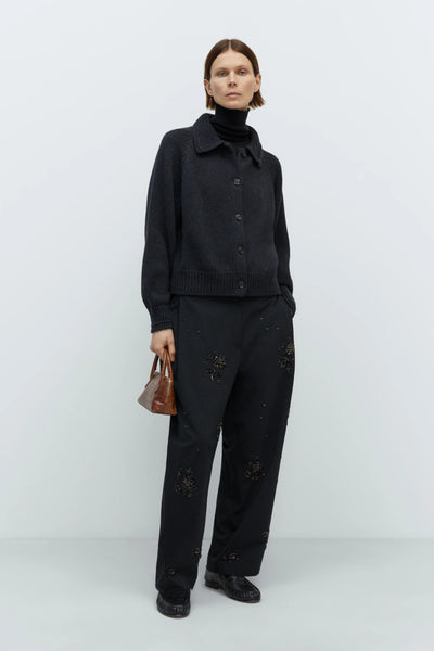 Cordera - Merino Wool Collar Cardigan - Anthracite – Scarlet Jones
