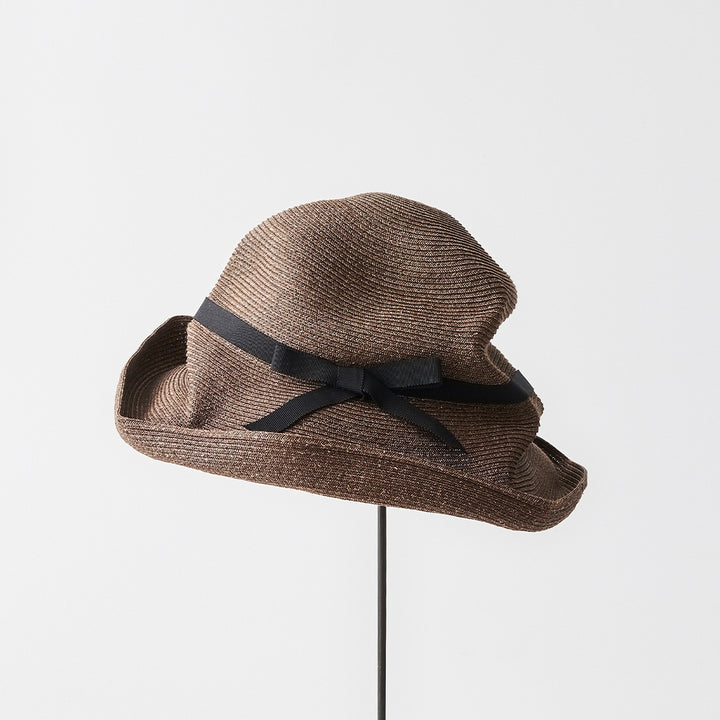 Mature Ha - Boxed Hat 11cm Brim with Ribbon - Dark Brown/Black