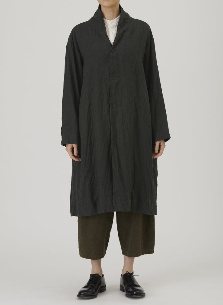 Pas de Calais - Washed Double-Sided Brushed Linen Canvas Long Coat