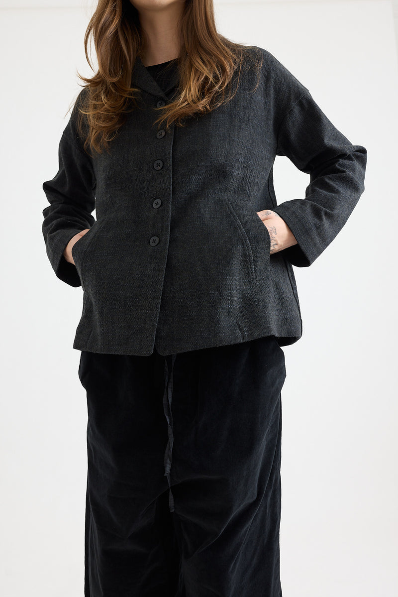 Album Di Famiglia - Loose Blazer Herringbone CW - Black