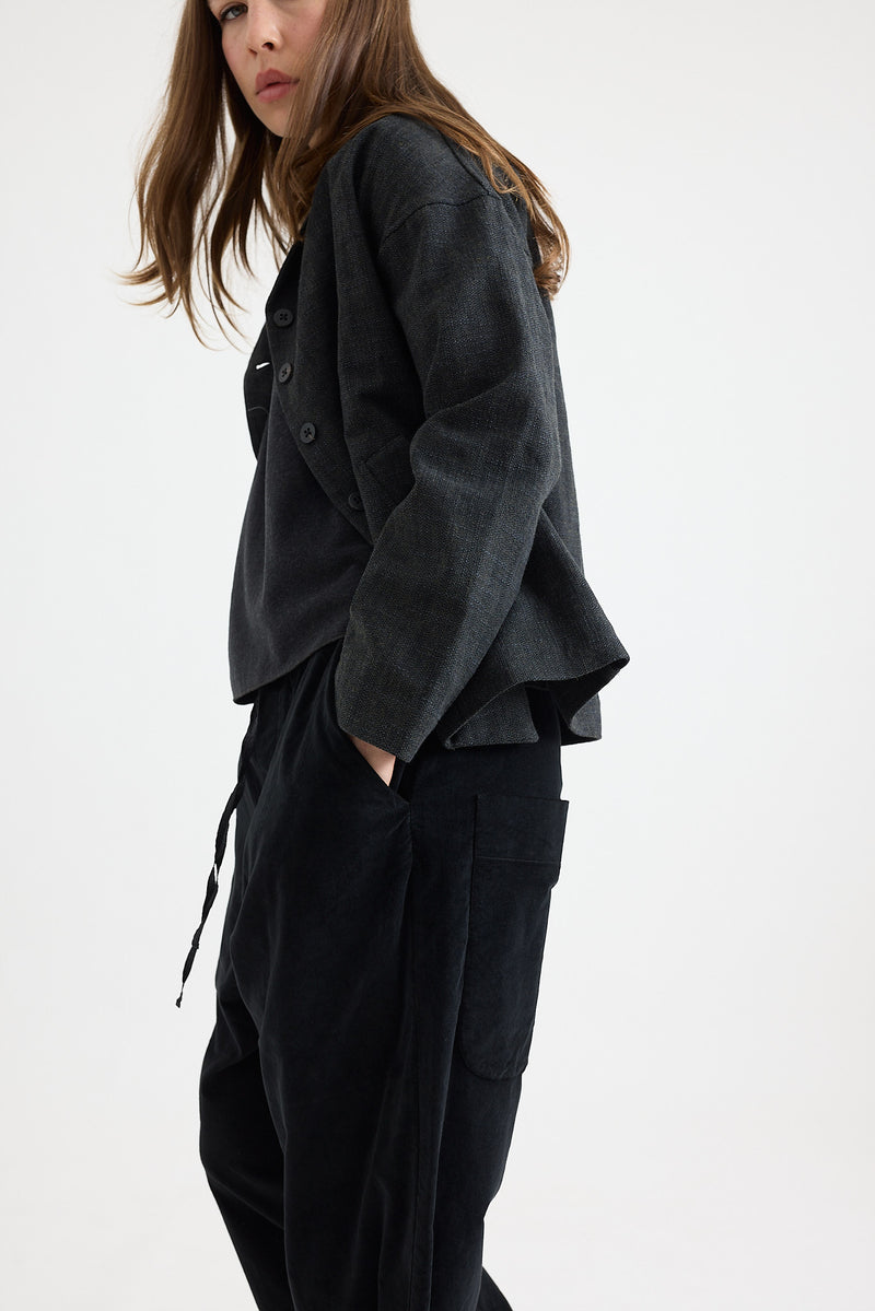 Album Di Famiglia - Loose Blazer Herringbone CW - Black