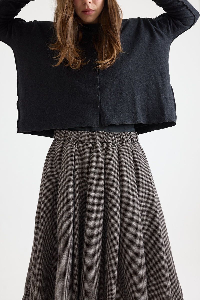 Album Di Famiglia - Pleated Skirt Pied-De-Poule - Coffee