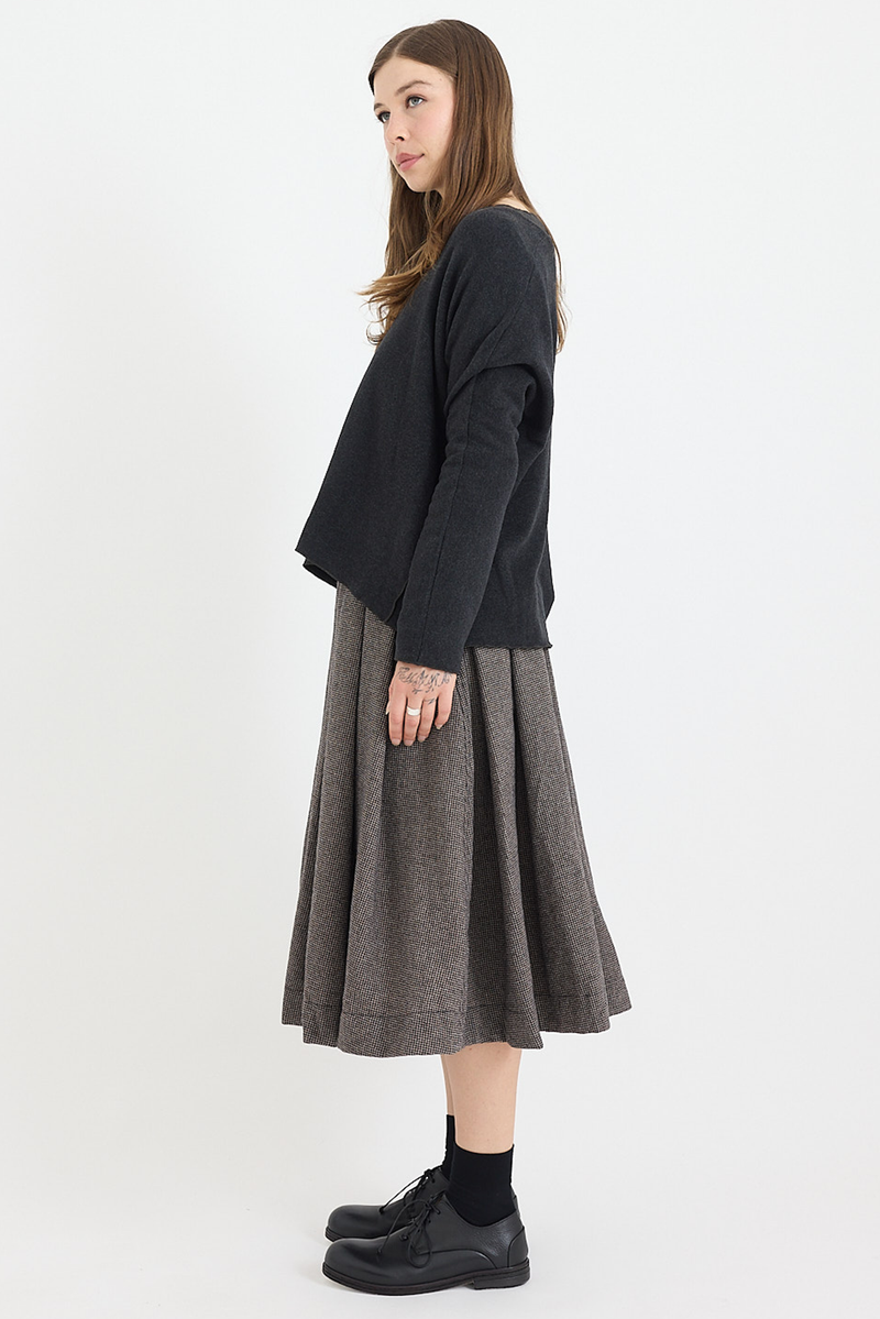 Album Di Famiglia - Pleated Skirt Pied-De-Poule - Coffee