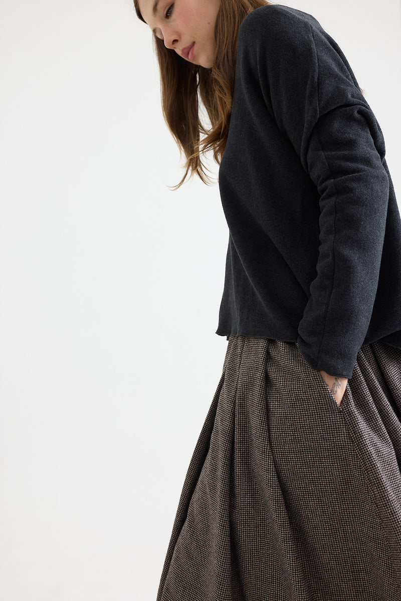 Album Di Famiglia - Pleated Skirt Pied-De-Poule - Coffee