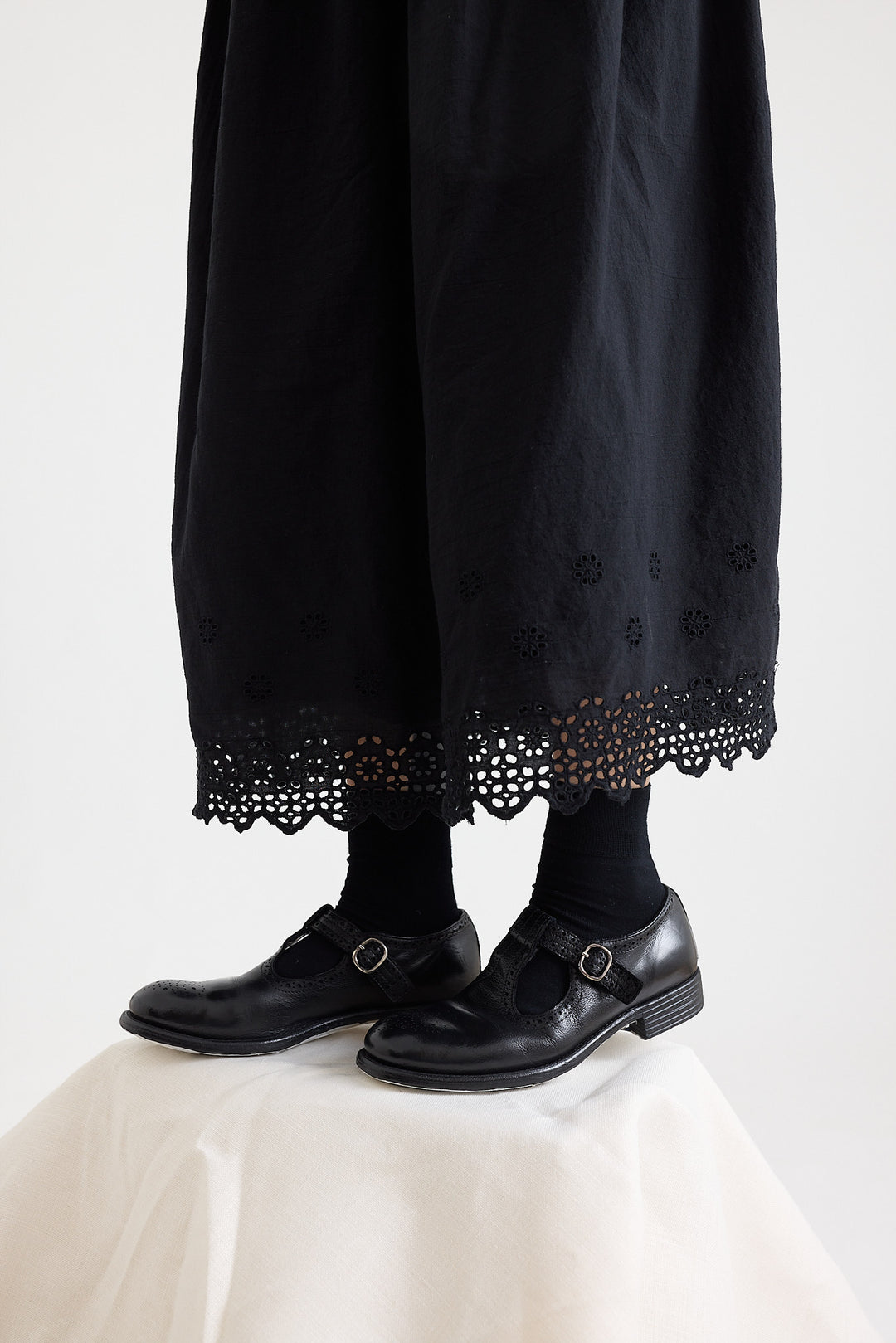 Metta - Azalea Skirt - Double Layered Cotton Voile with Lace Hem