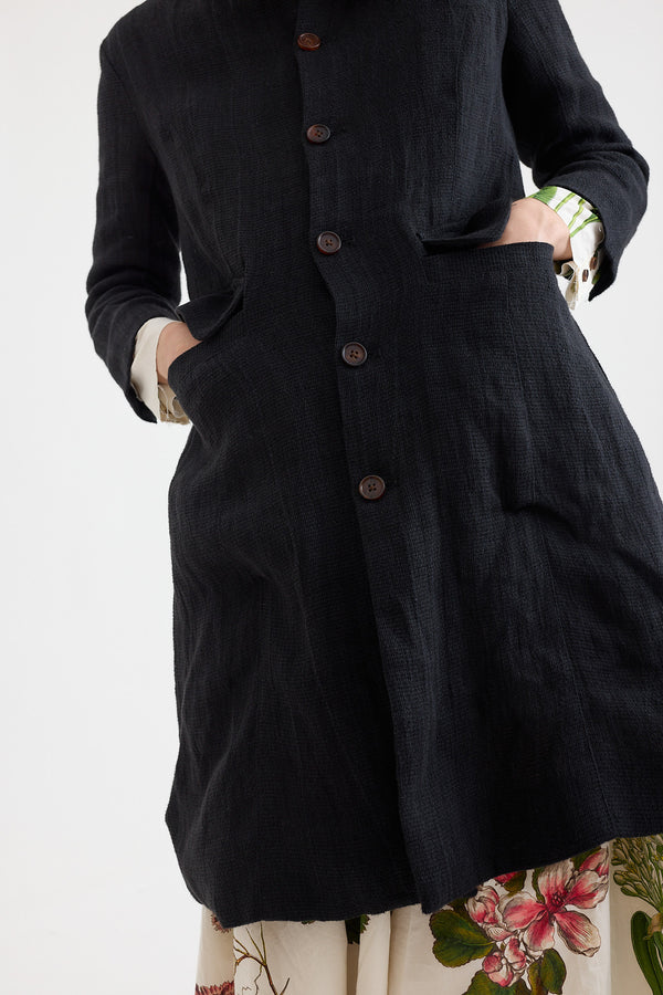 Aleksandr Manamis - Black Linen Cotton Coat