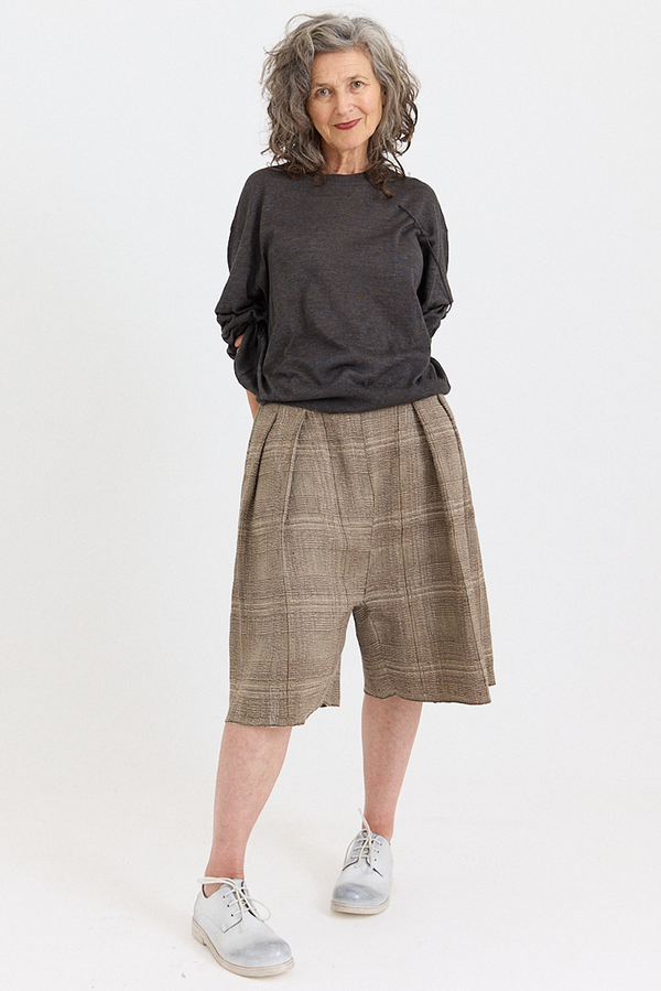 Boboutic - Pleated Short Trousers - Brown/Sage