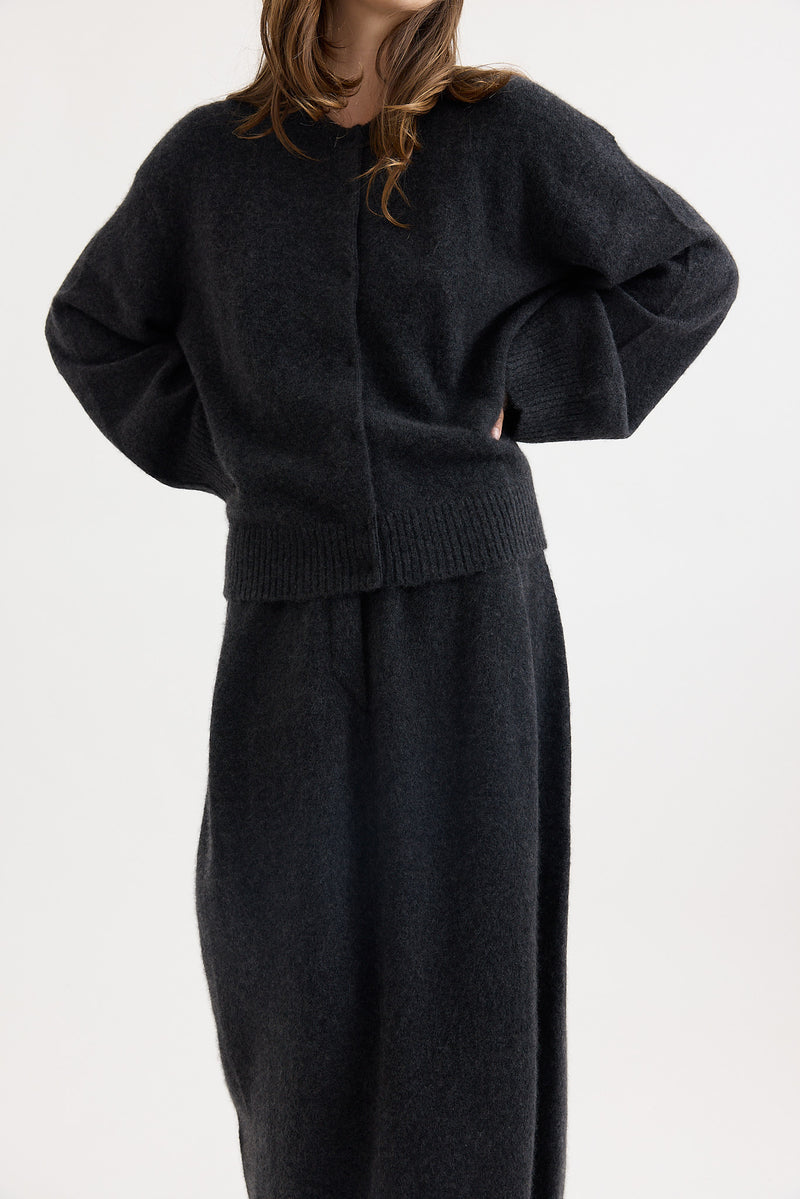 Boboutic - Cruel Touch Round Neck Cardigan Charcoal