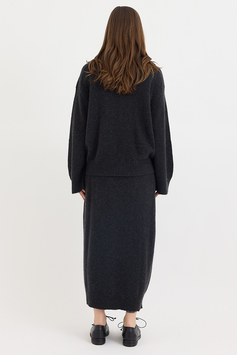 Boboutic - Cruel Touch Round Neck Cardigan Charcoal