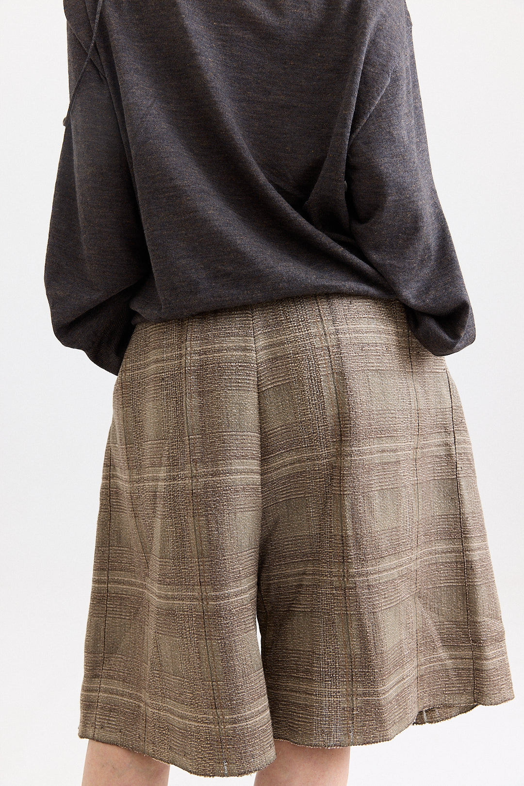Boboutic - Pleated Short Trousers - Brown/Sage