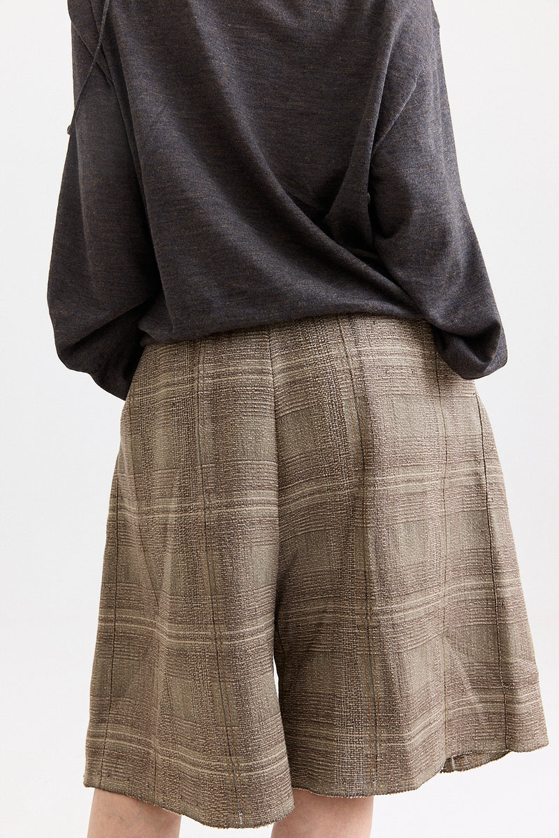 Boboutic - Pleated Short Trousers - Brown/Sage