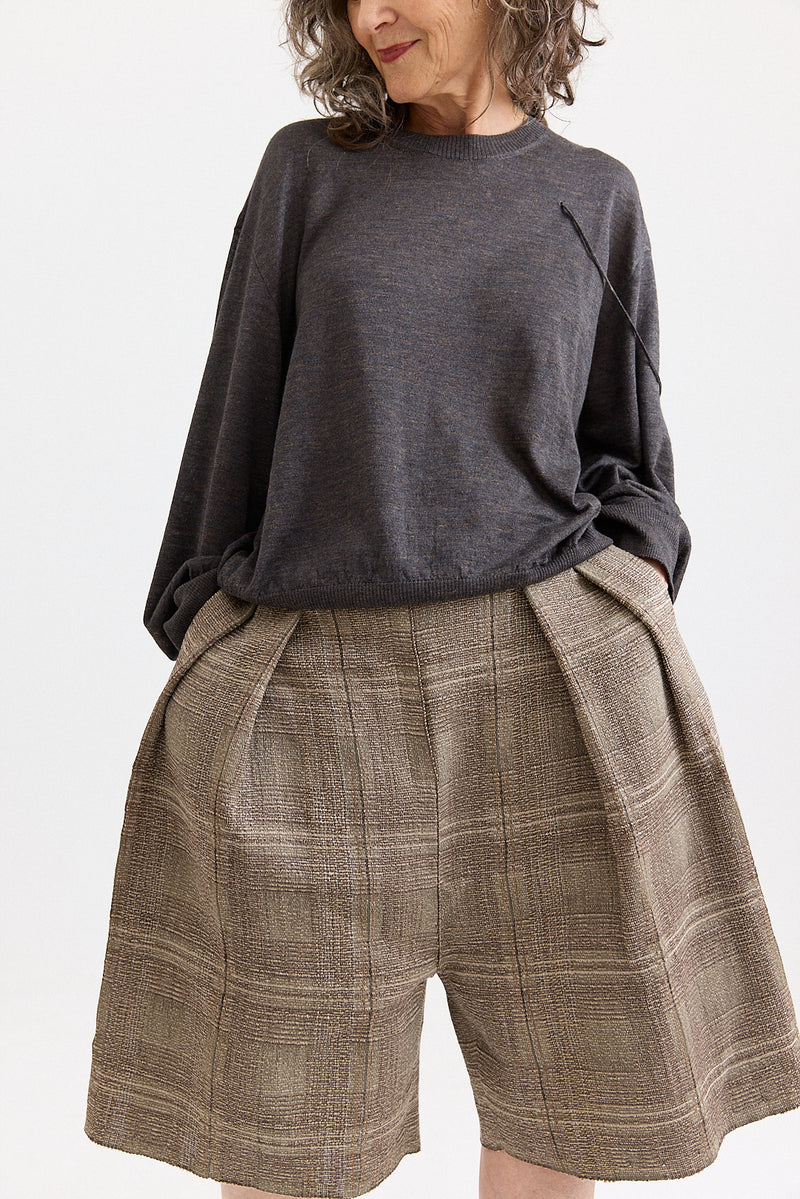 Boboutic - Pleated Short Trousers - Brown/Sage