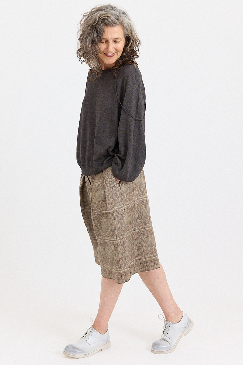 Boboutic - Pleated Short Trousers - Brown/Sage
