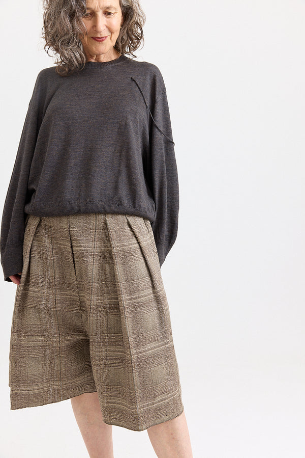 Boboutic - Pleated Short Trousers - Brown/Sage