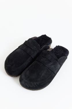 Bosabo - Closed Toe Slide - Velours Noir + Mouton Noir