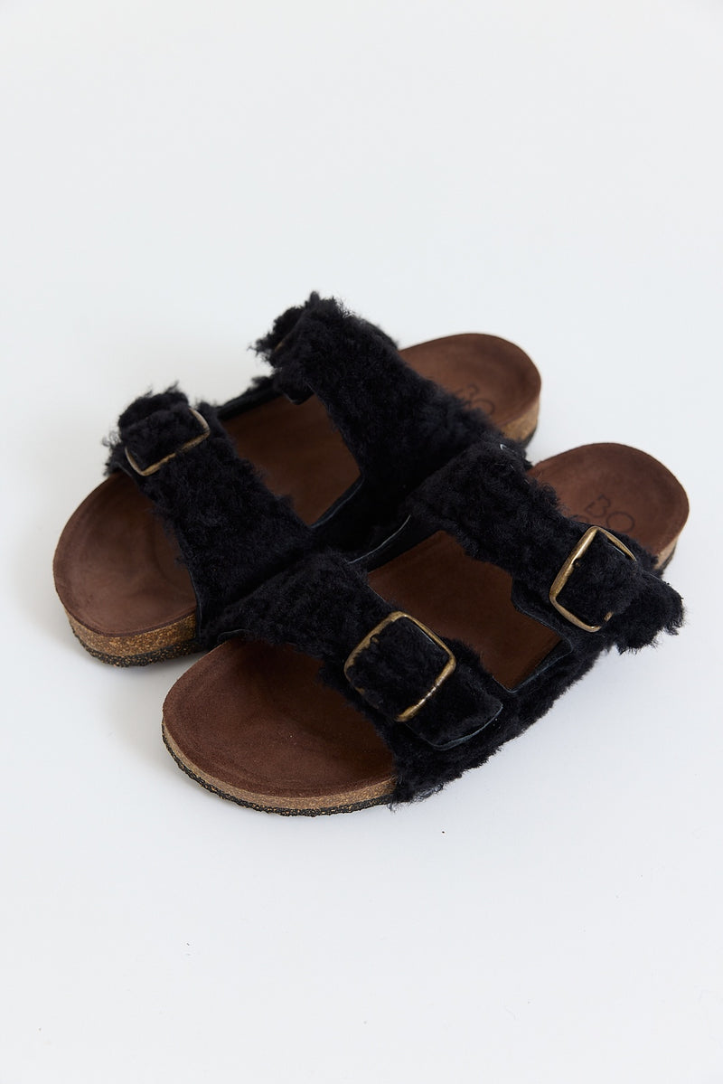 Bosabo - Open Toe Buckle Slide - Mouton Noir