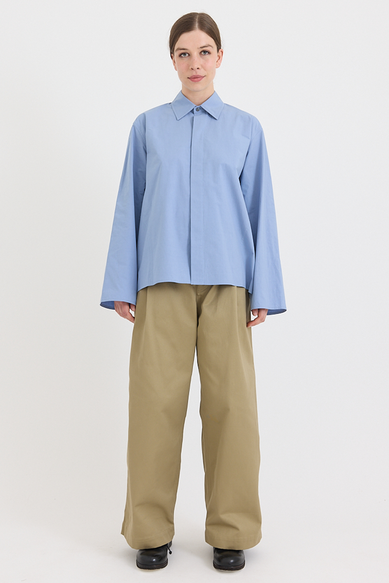 Sofie D'Hoore - Breton Blouse - Washed Cotton Poplin - Dolphin