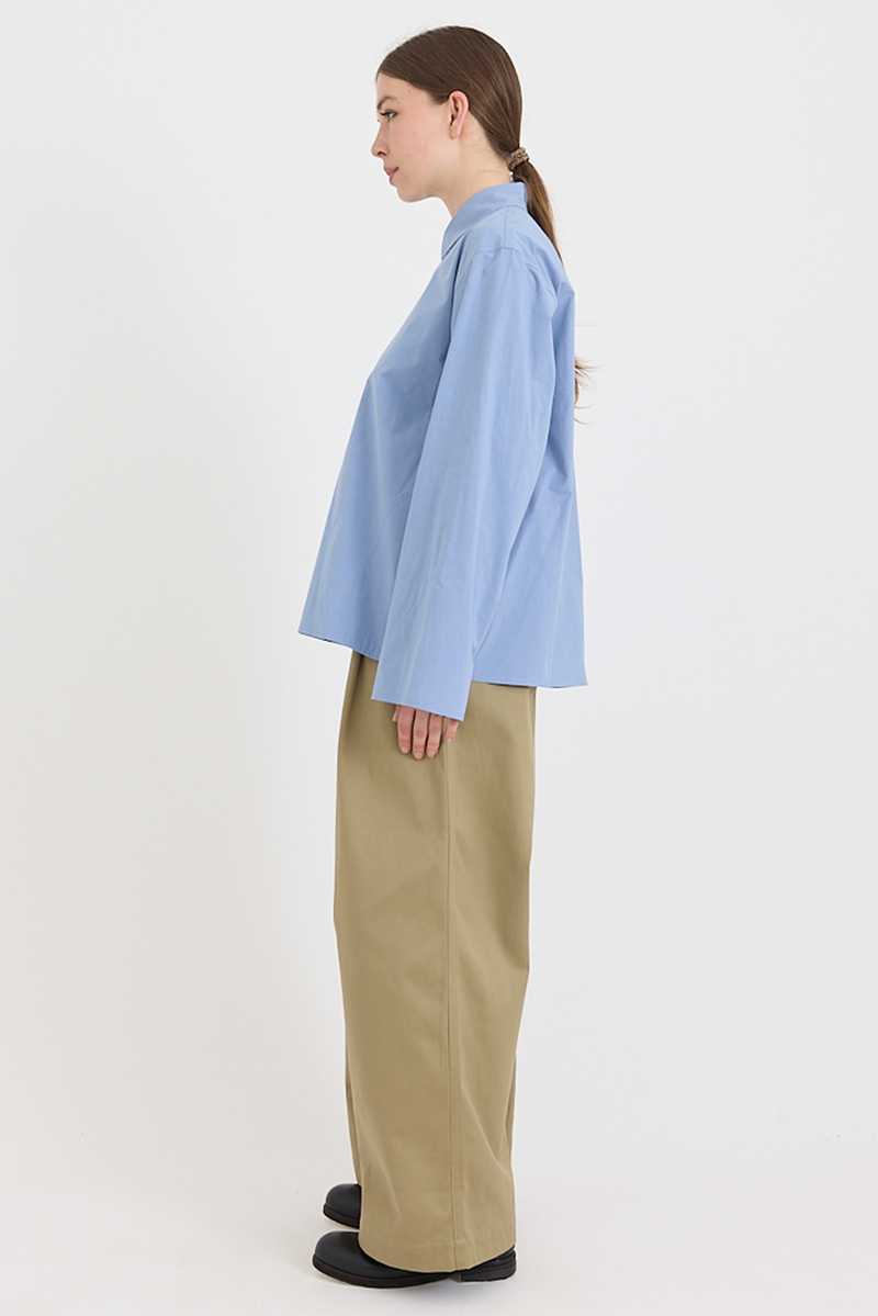 Sofie D'Hoore - Breton Blouse - Washed Cotton Poplin - Dolphin