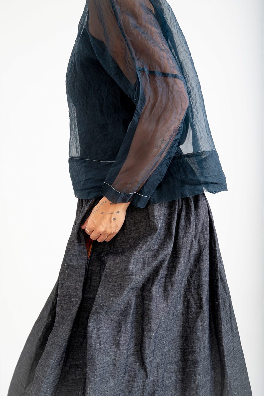Bukeshla - Briar Box Top - Navy Organza