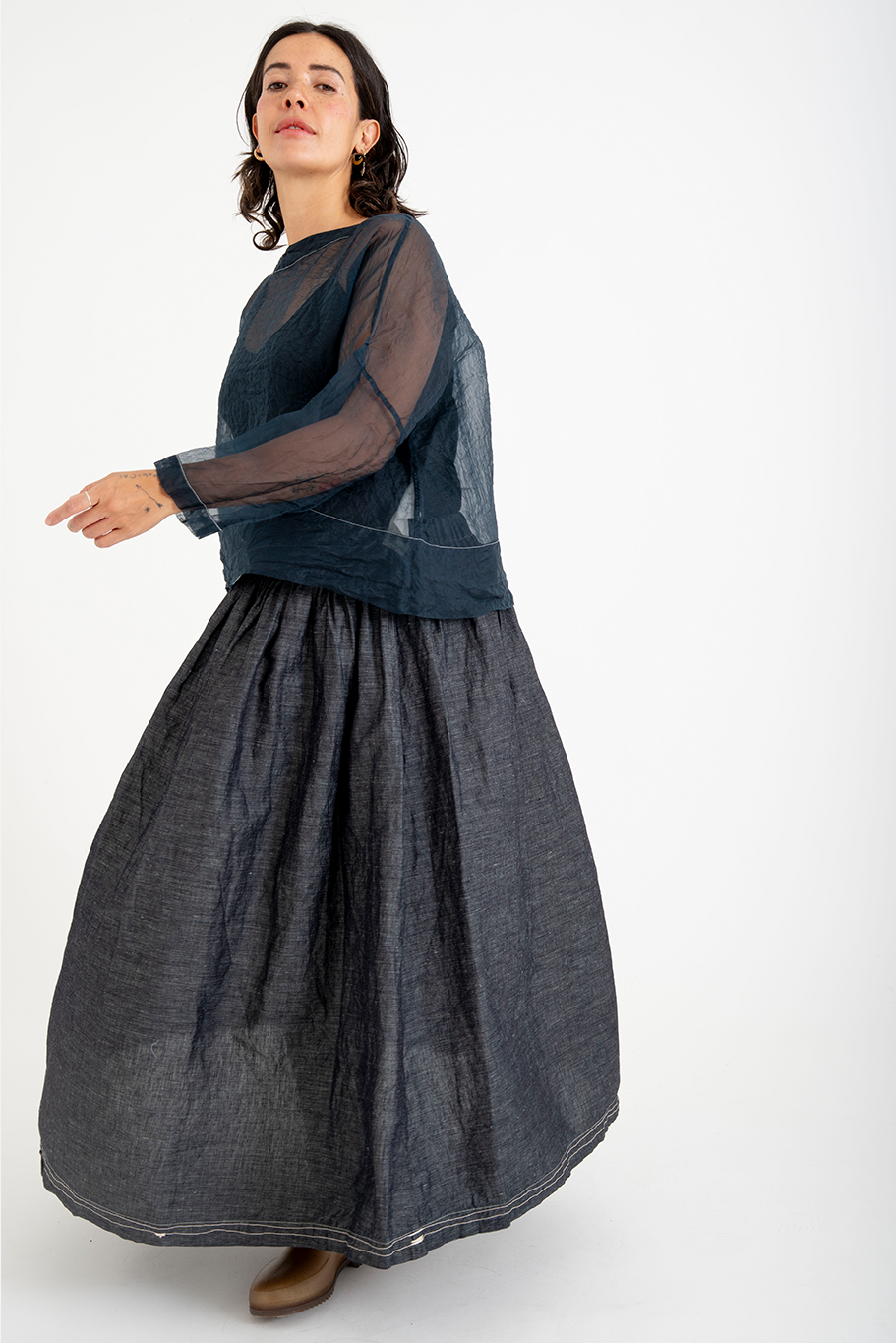 Bukeshla - Briar Box Top - Navy Organza