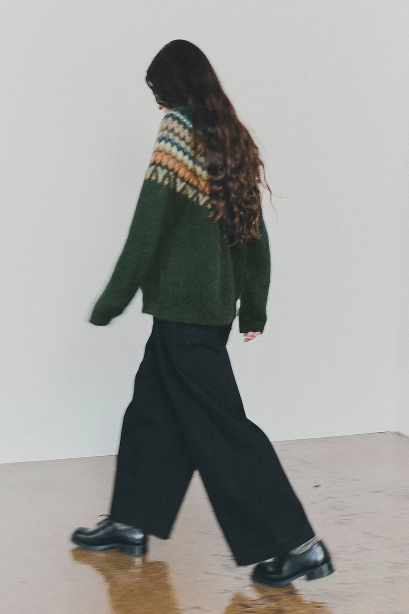 Toast - Brushed Mohair Wool Patterned Yoke Sweater