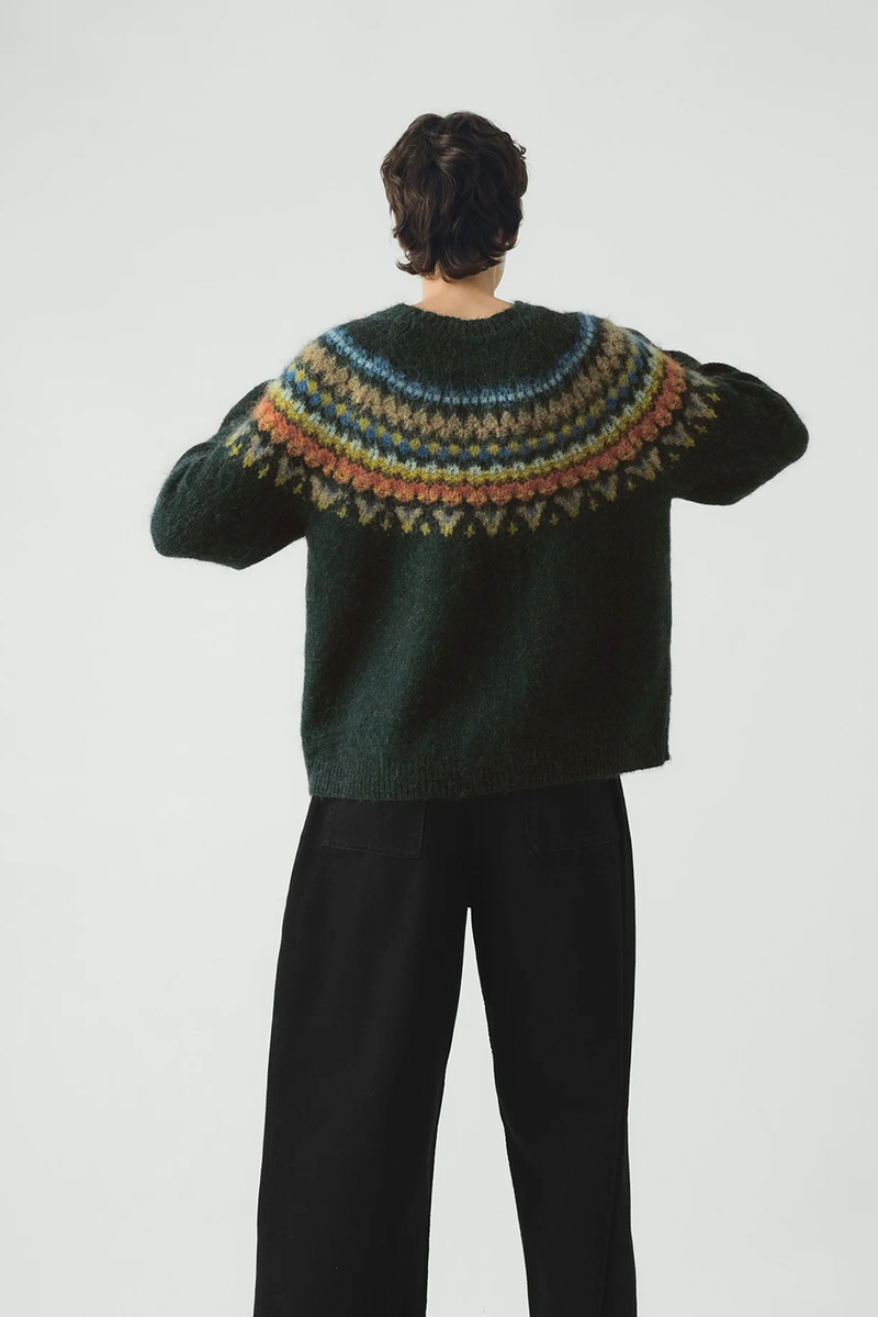 Toast - Brushed Mohair Wool Patterned Yoke Sweater