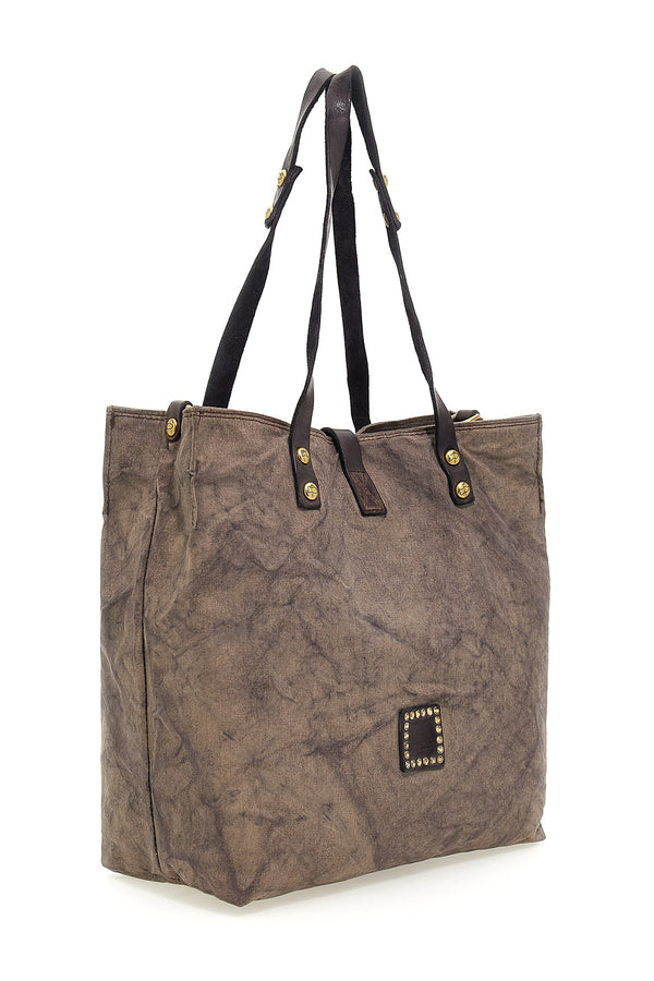 Campomaggi - Canvas Shopping bag - Beige + Grey