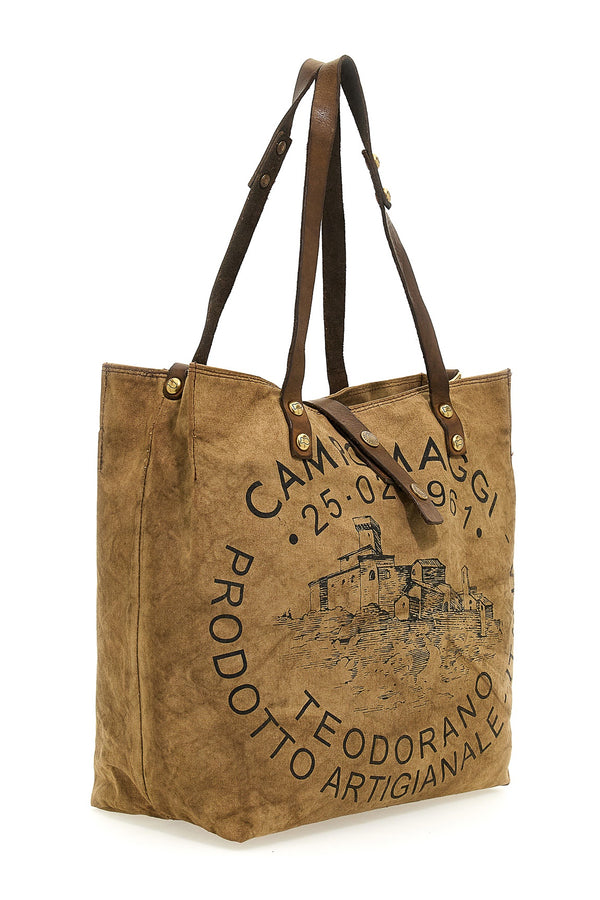 Campomaggi - Canvas Shopping bag - Beige + Military