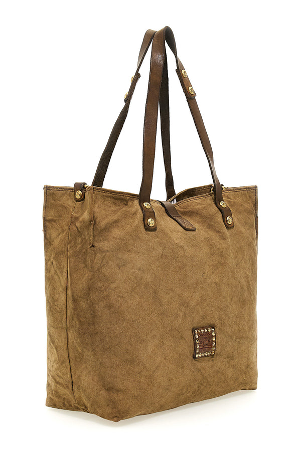Campomaggi - Canvas Shopping bag - Beige + Military
