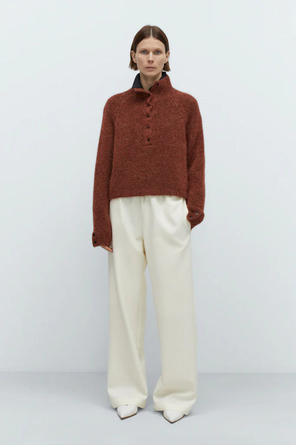 Cordera - Baby Alpaca Polo Sweater - Terracotta
