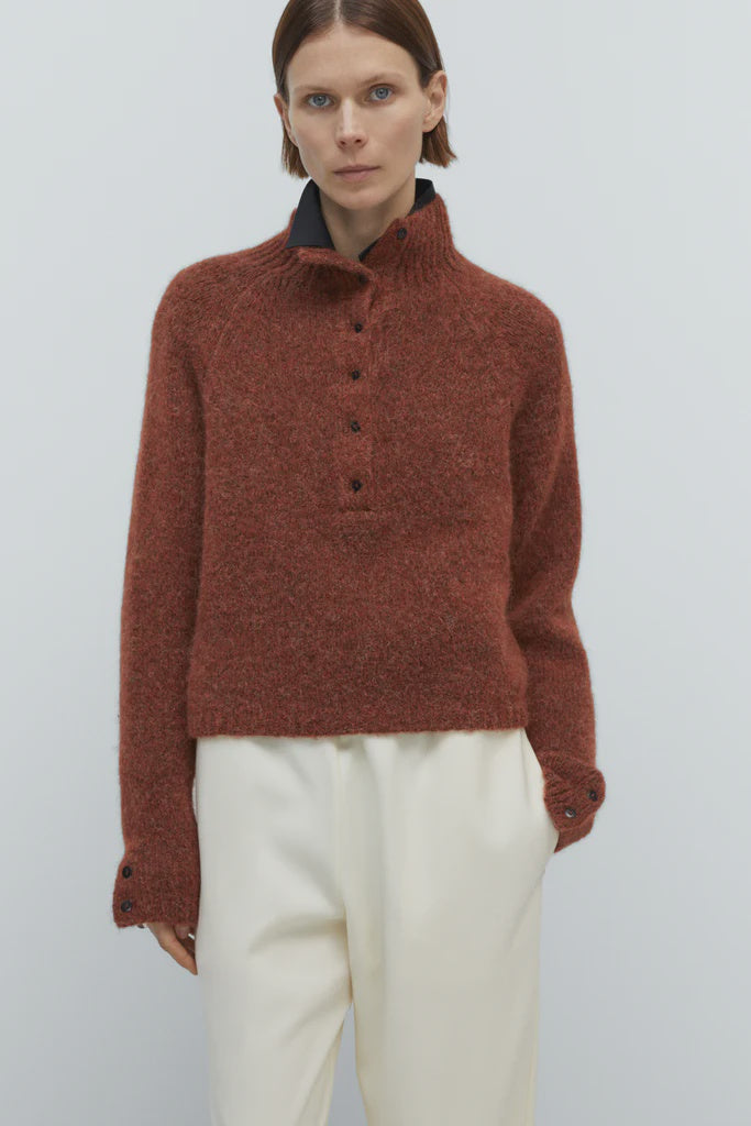 Cordera - Baby Alpaca Polo Sweater - Terracotta