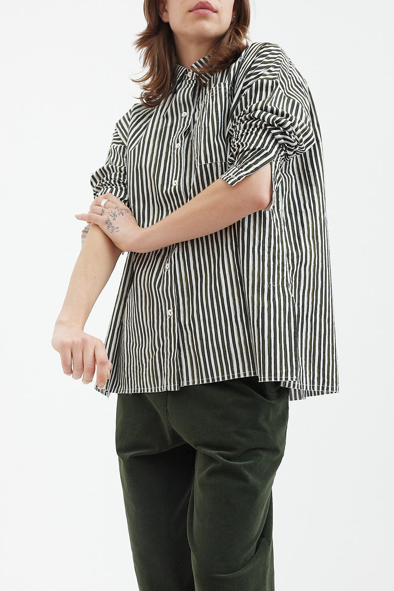 Hannoh Wessel - Clarence Shirt - Olive Stripes