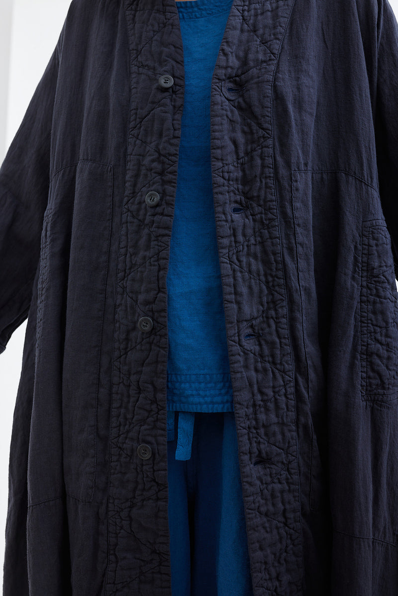 Chez Vidalenc - Coat - Light Linen Pu Yi - Navy Proto