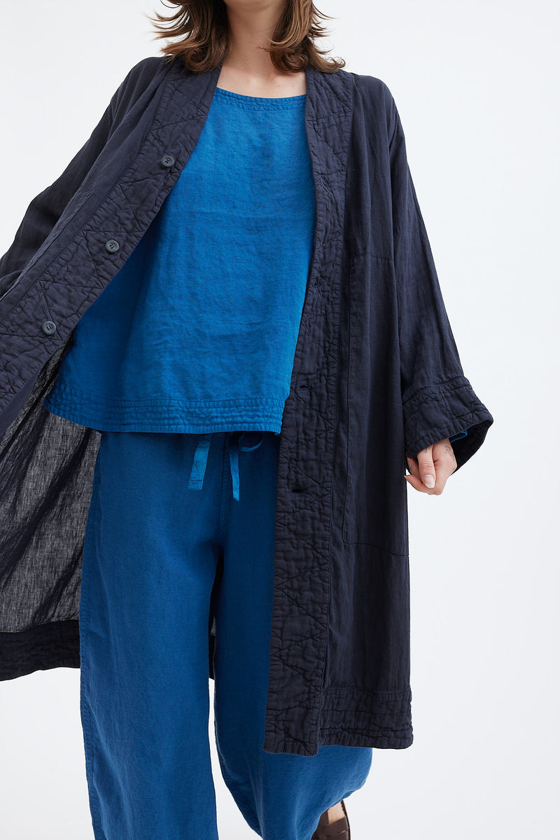 Chez Vidalenc - Coat - Light Linen Pu Yi - Navy Proto