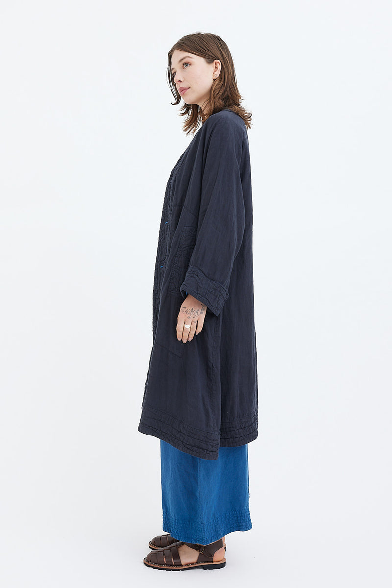 Chez Vidalenc - Coat - Light Linen Pu Yi - Navy Proto