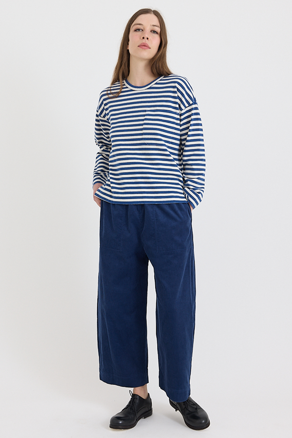 Toast - Cord Barrel Leg Trousers - Denim Blue
