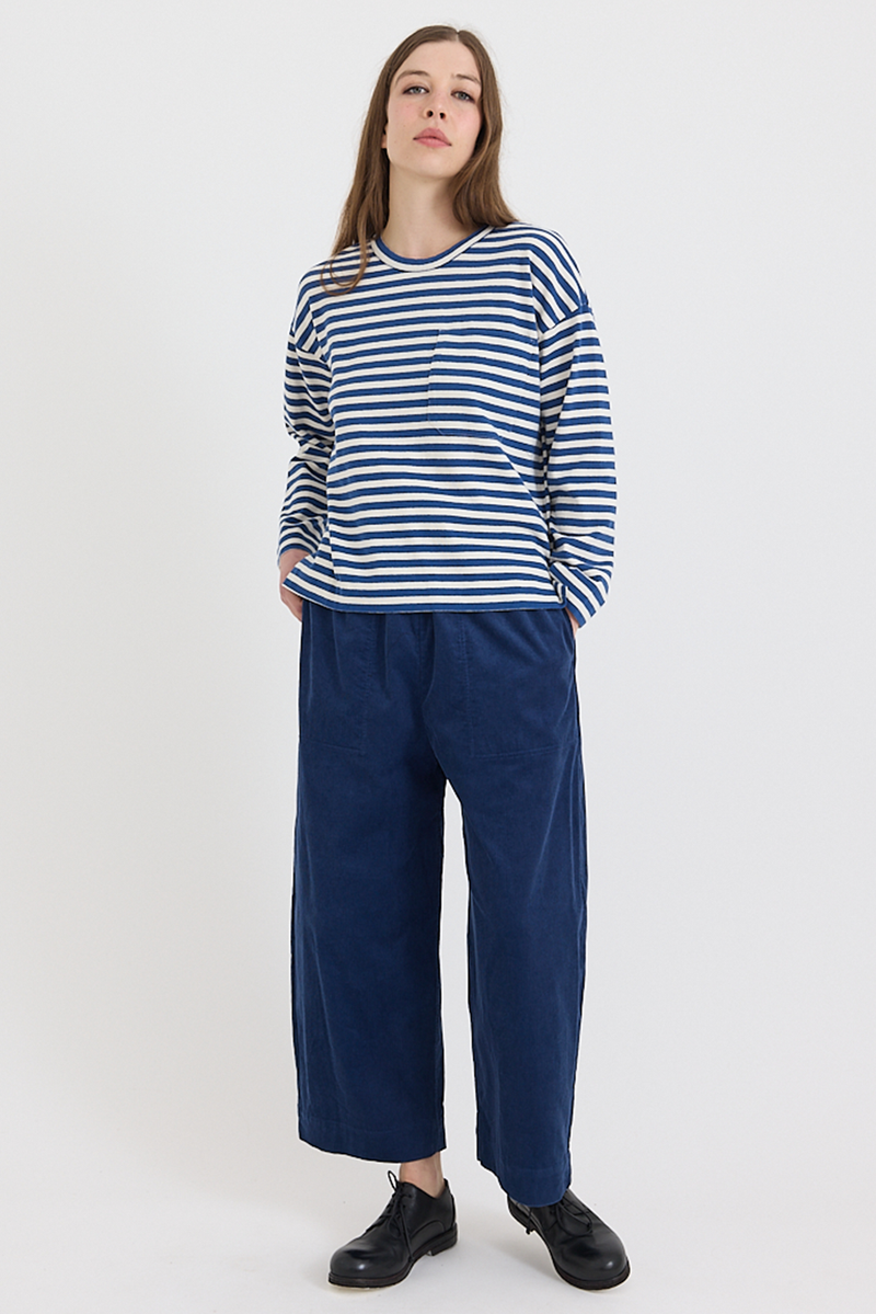 Toast - Cord Barrel Leg Trousers - Denim Blue