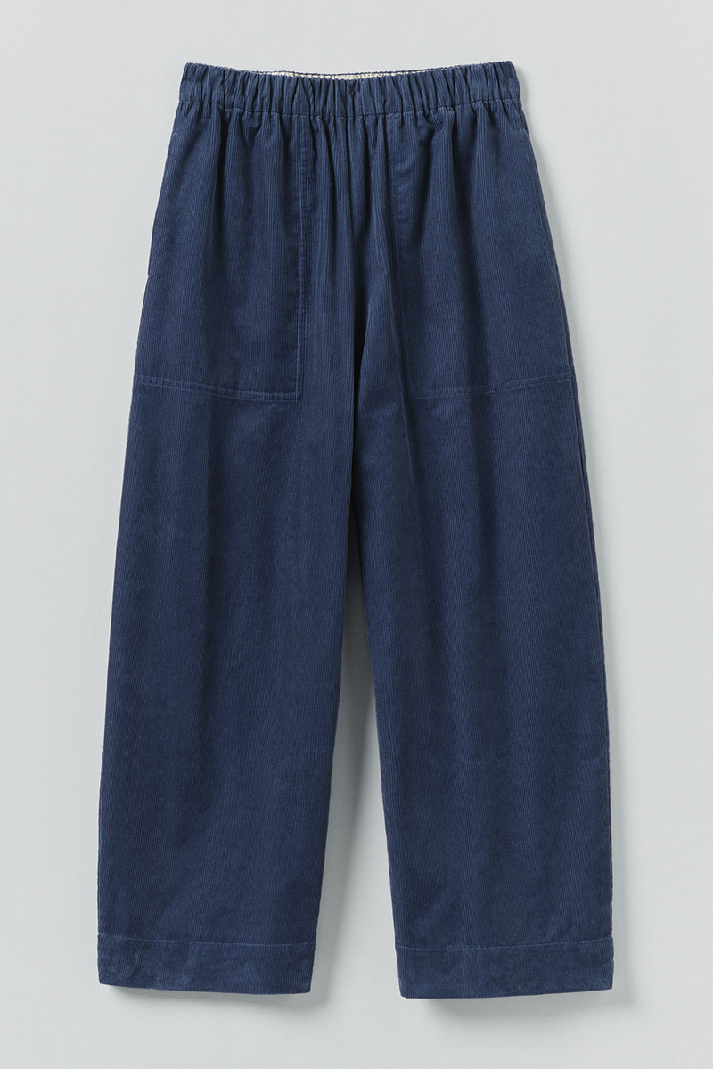 Toast - Cord Barrel Leg Trousers - Denim Blue