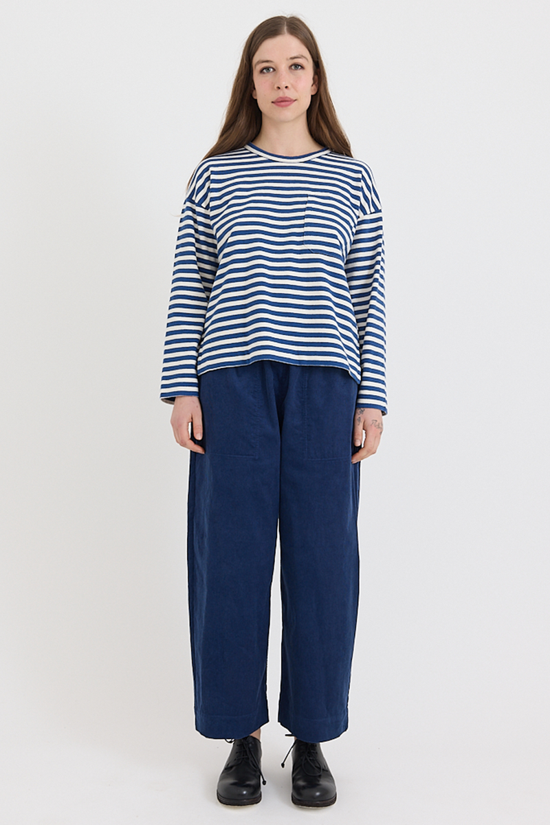 Toast - Cord Barrel Leg Trousers - Denim Blue