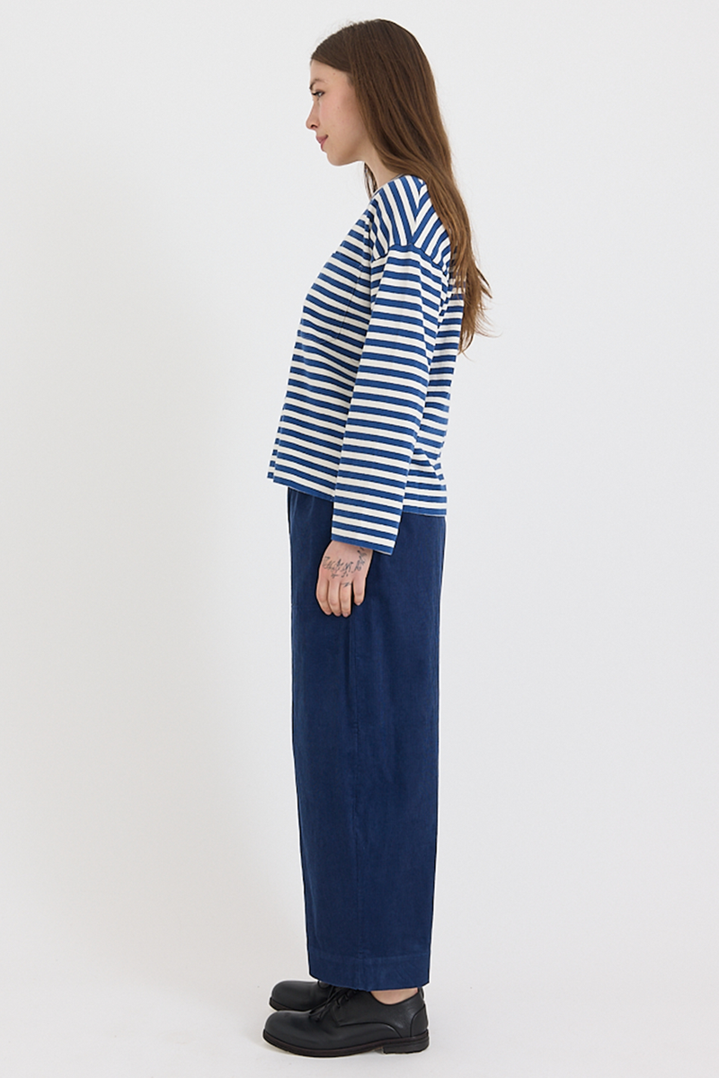 Toast - Cord Barrel Leg Trousers - Denim Blue