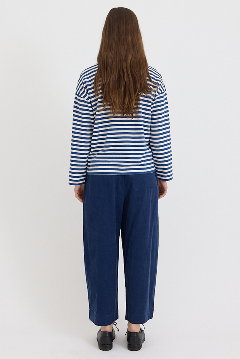 Toast - Cord Barrel Leg Trousers - Denim Blue