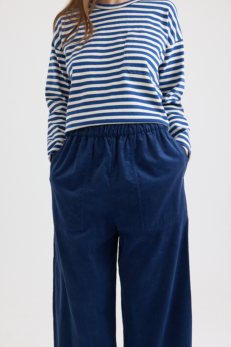 Toast - Cord Barrel Leg Trousers - Denim Blue