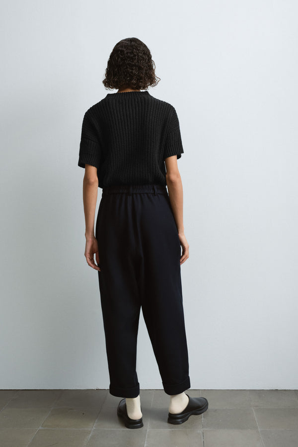 Cordera - Cotton and Wool Carrots Pants Navy