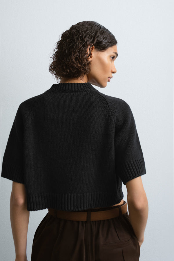 Cordera - Cotton Buttoned Top Black