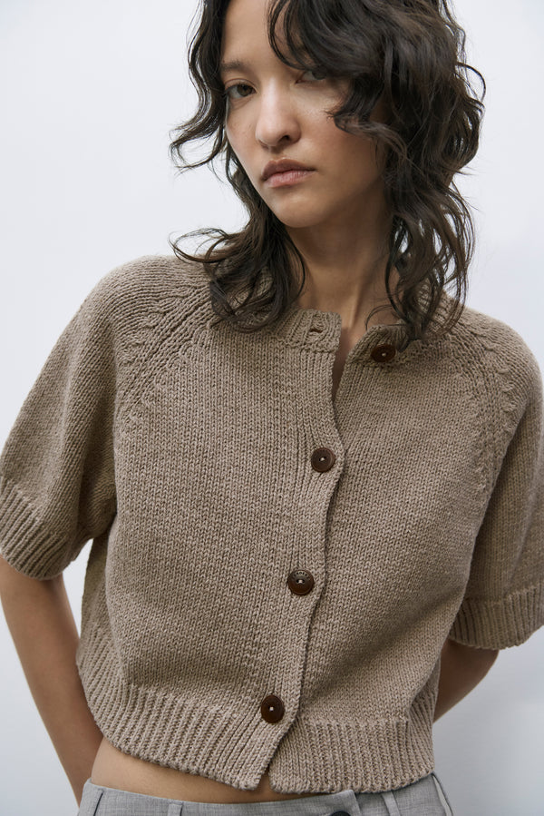 Cordera - Cotton Buttoned Top - Taupe