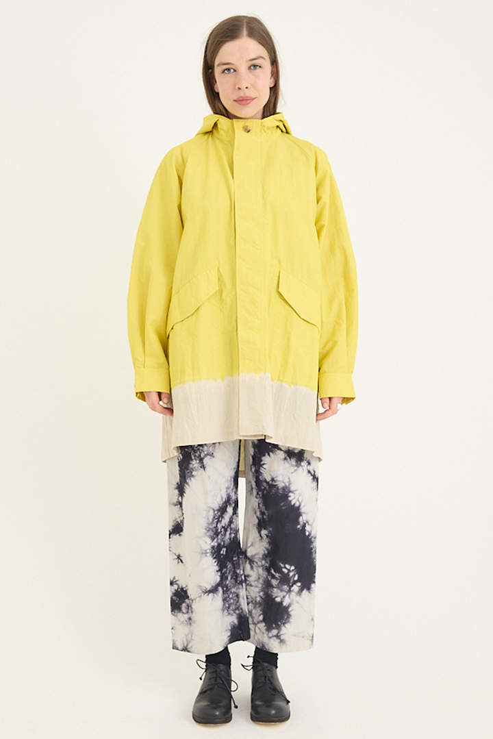 Suzusan - Cotton Nylon Hooded Long Coat - Sun Yellow