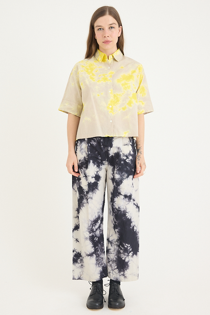 Suzusan - Cotton Nylon Wide Single-Seam Pants
