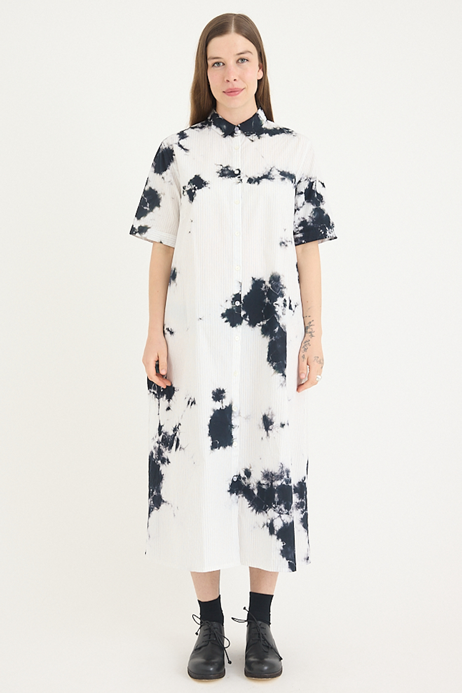 Suzusan - Cotton Pin Stripe Half Sleeve Dress